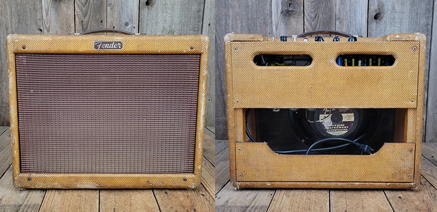 Fender Deluxe Tweed amp made in 1955 on ground