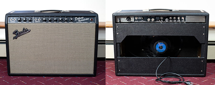 Fender Deluxe Reverb Blackface made in 1966 on floor